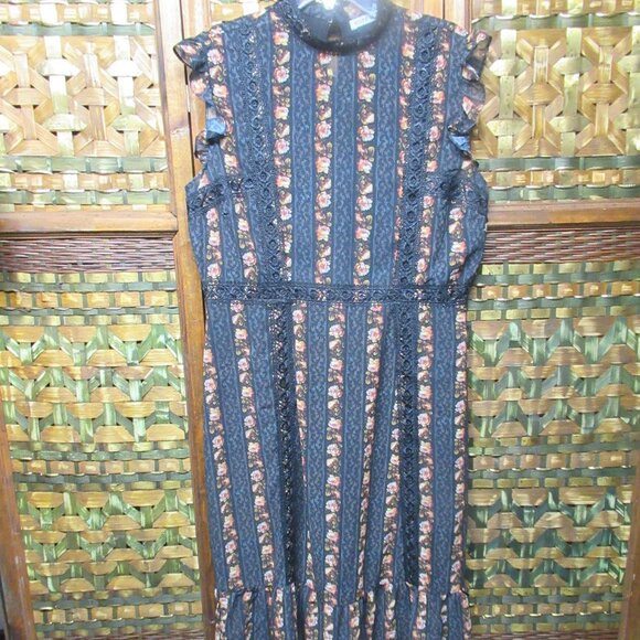 Ruffled Sleeveless Rose Maxi Dress - Picture 1 of 12